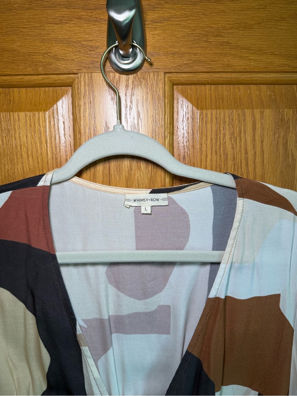 Whimsy + Row Abstract Print Button Front Blouse Top Large - Picture 3 of 3